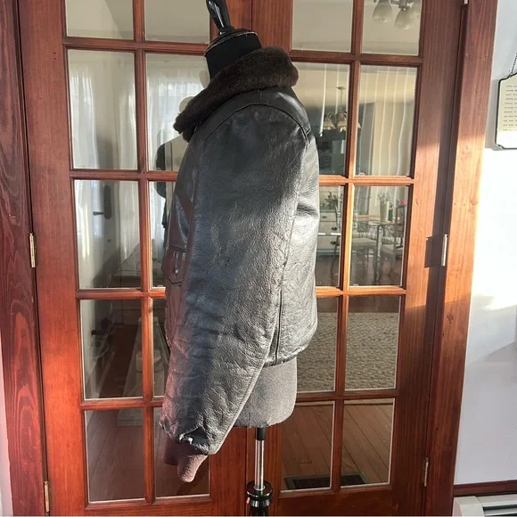 Vintage LL Bean G-1 Goatskin Leather Bomber Flight Jacket 42 Wool Quilt Lined - Picture 9 of 16